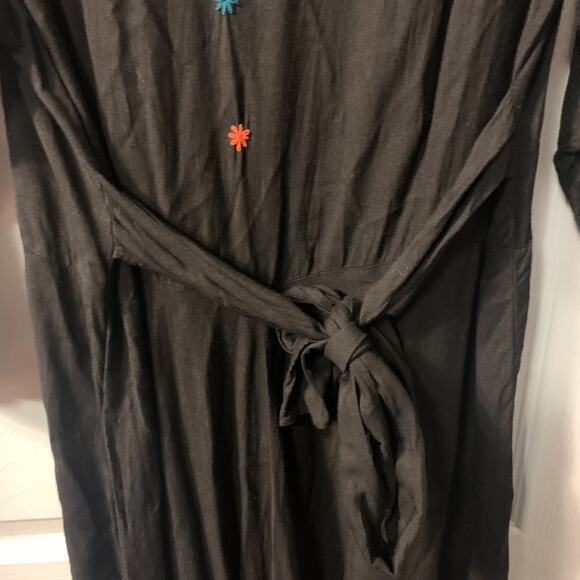 Papy Boez Women's Art to Wear Midi Dress One Size Black Embroidered Mirrors Boho - Picture 6 of 8